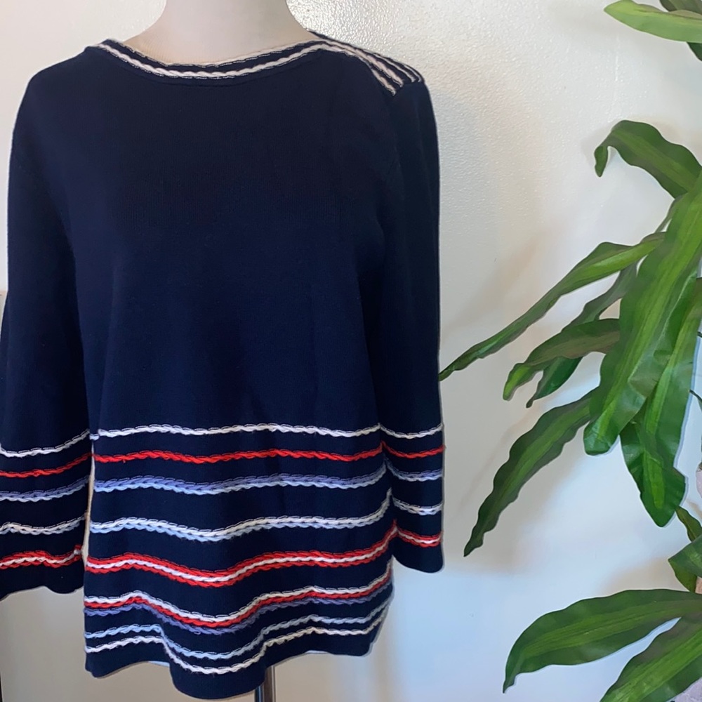 Karl Lagerfeld Blue Striped Sweater L Red Paris